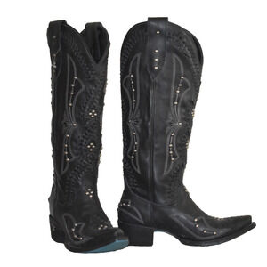 G0 Auth LANE Cossette Studded Embroidered Leather Snip Toe Cowboy Boots Size 7 E